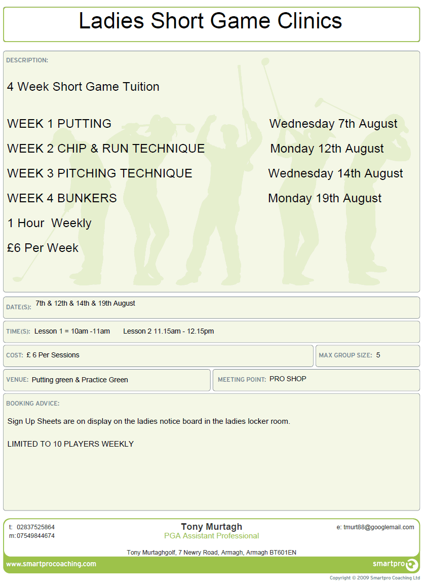 Group Lesson Itinerary from Tony Murtagh