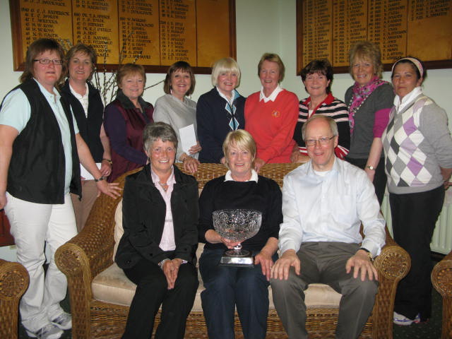 Front row L to R: H Johnston Lady captain B McEnaney winner and Arnold Courtney sponsor------Back Row L to R: P McCrory, J Kelly, B Teehan, M Marjoram, C McAleavey, K Molloy, G Rafferty, B Hamilton, and E Brady